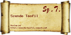 Szende Teofil névjegykártya